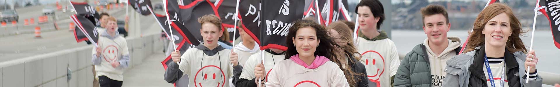 image of students marching