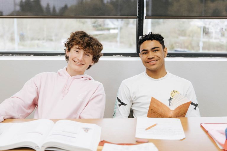 image of two high school students in class